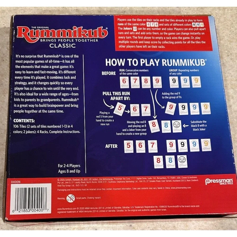 Rummikub by Pressman - Classic Edition - The Original Rummy Tile Game, Blue